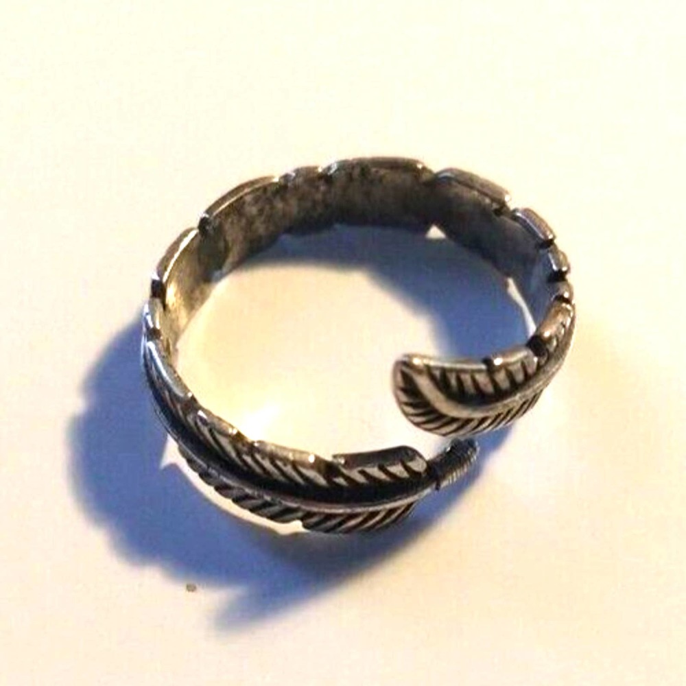 Women's Adjustable Feather Wrapped Ring Stamped 9… - image 5